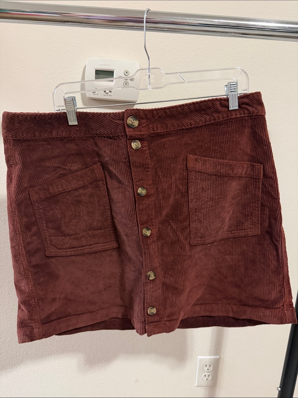 American Eagle size 16 Corduroy Button-Front Mini Skirt in Rust